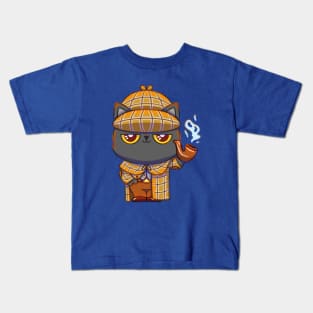 Cute Sherlock Holmes Kitty Cat Kids T-Shirt